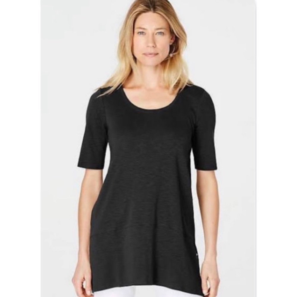 J Jill Pima Shirttail Tunic Top w Side Vents